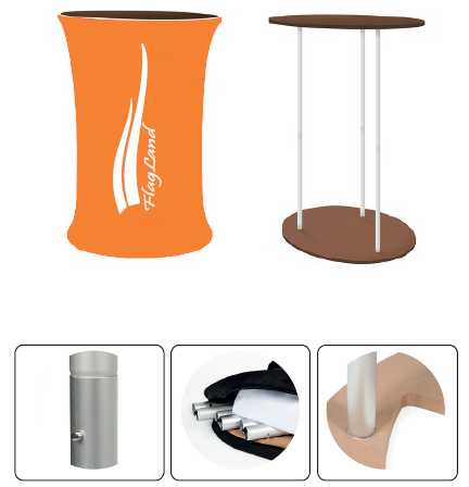 Comptoir publicitaire avec impression textile