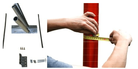 montage porte-drapeau incliné