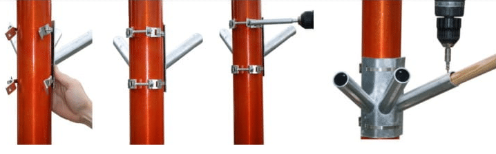 montage porte-drapeau incliné