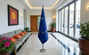 drapeau UE sur pied