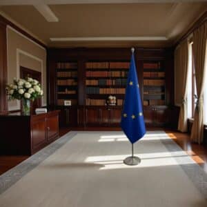 drapeau UE sur pied