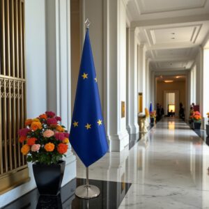 drapeau UE sur hampe