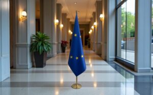 drapeau UE sur hampe