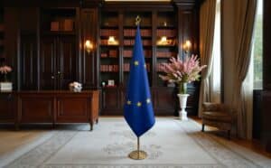 drapeau UE sur hampe