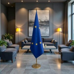 drapeau UE sur hampe