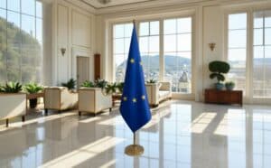 drapeau UE sur hampe