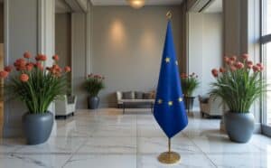 drapeau UE sur hampe