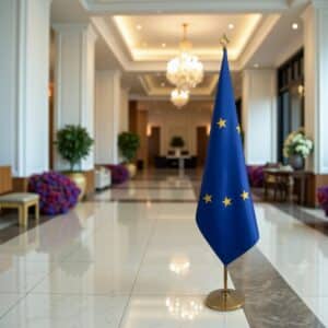 drapeau UE sur hampe