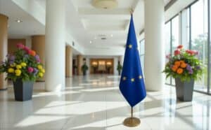 drapeau UE sur hampe