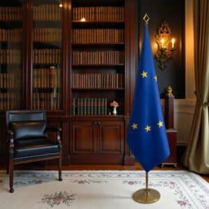 drapeau UE sur hampe