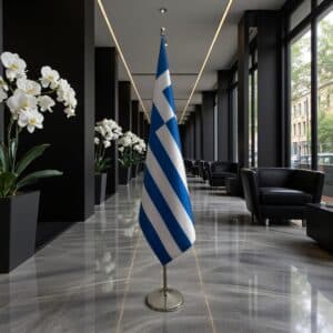 drapeau Grèce avec socle