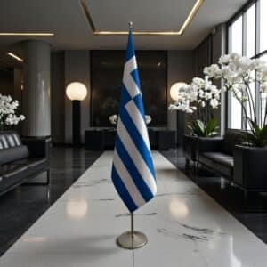 drapeau Grèce avec socle