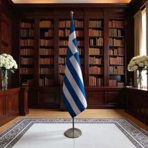 drapeau Grèce avec socle