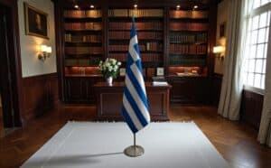 drapeau Grèce avec socle