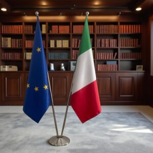 drapeau Italie sur socle