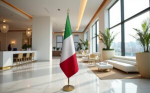 drapeau Italie avec hampe