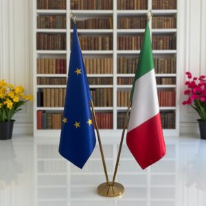 drapeau Italie et UE sur pied