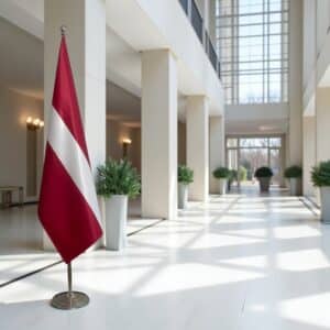 drapeau Lettonie avec pied