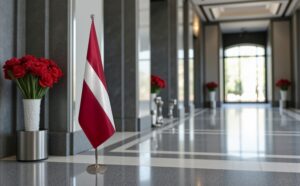 drapeau Lettonie avec pied