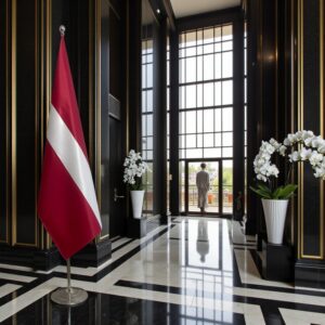 drapeau Lettonie avec pied