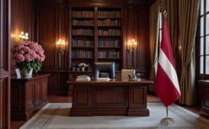 drapeau Lettonie avec pied