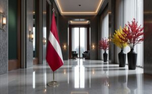 drapeau Lettonie sur hampe