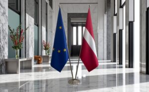 drapeau Lettonie sur mât