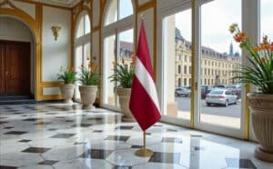 drapeau Lettonie avec socle