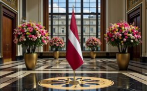 drapeau Lettonie avec socle