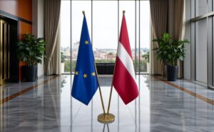 drapeau Lettonie avec socle