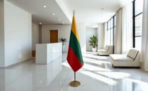 drapeau Lituanie sur hampe