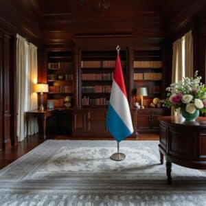 drapeau Luxembourg sur socle