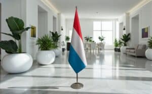 drapeau Luxembourg sur socle