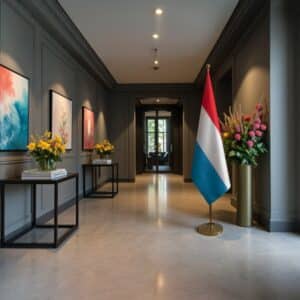 drapeau Luxembourg avec mat