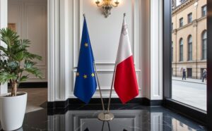 drapeau Malte avec socle