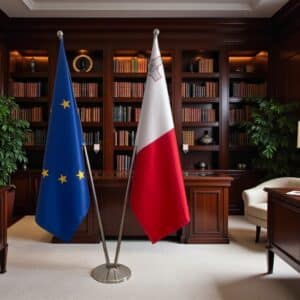 drapeau Malte avec socle