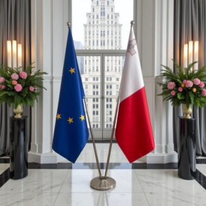 drapeau Malte avec socle