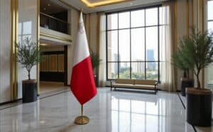 drapeau Malte avec support