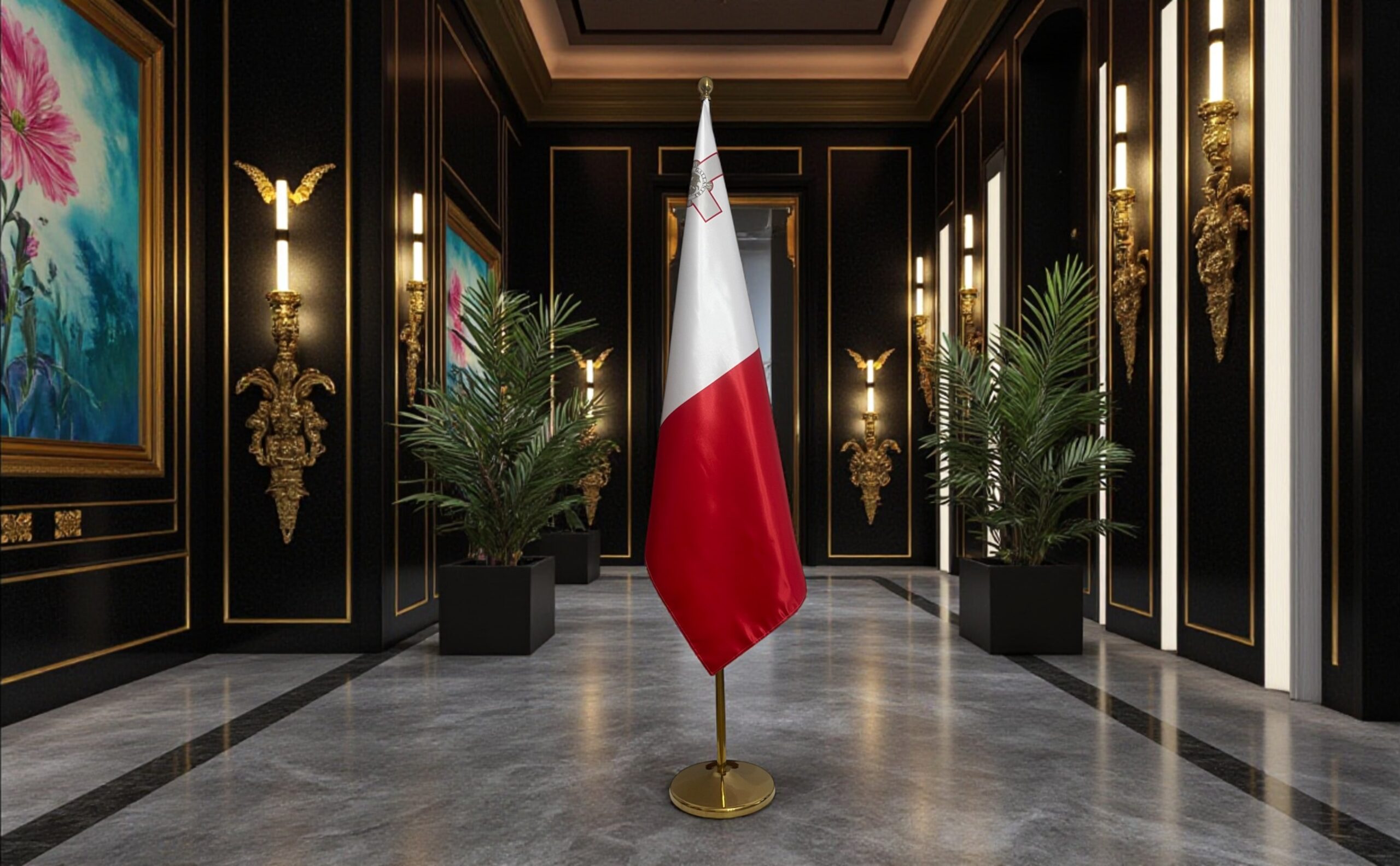 drapeau Malte avec mat