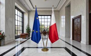 drapeau Malte avec pied