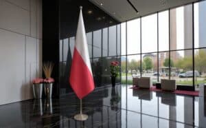 drapeau Pologne avec pied