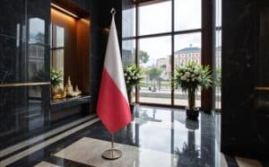 drapeau Pologne avec pied