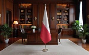 drapeau Pologne avec pied