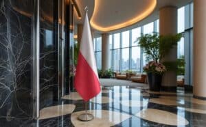 drapeau Pologne avec pied