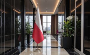 drapeau Pologne avec pied