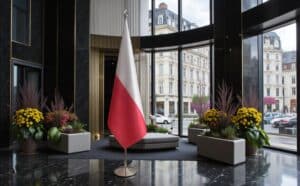 drapeau Pologne avec pied