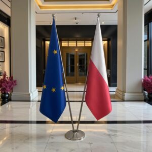 drapeau Pologne et UE