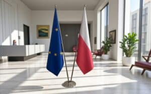 drapeau Pologne et UE