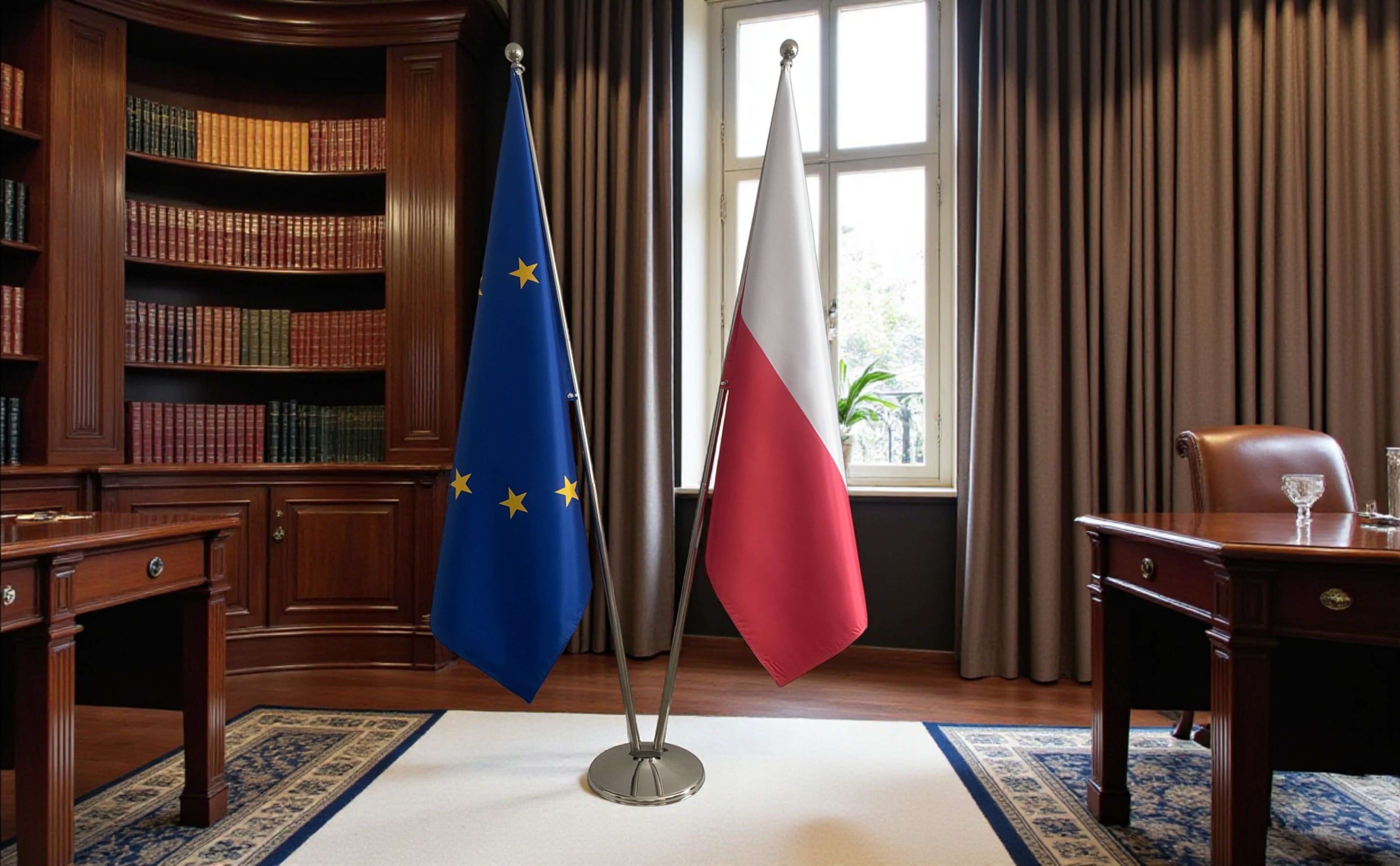 drapeau Pologne et UE