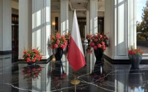 drapeau Pologne avec socle